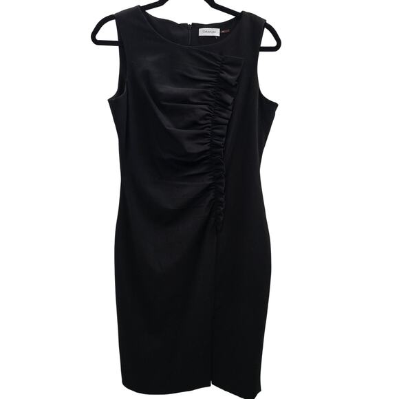 Calvin Klein Dresses & Skirts - Calvin Klein Dress 10 Black Sleeveless Ruched Sheath Stretch Formal Wedding CK